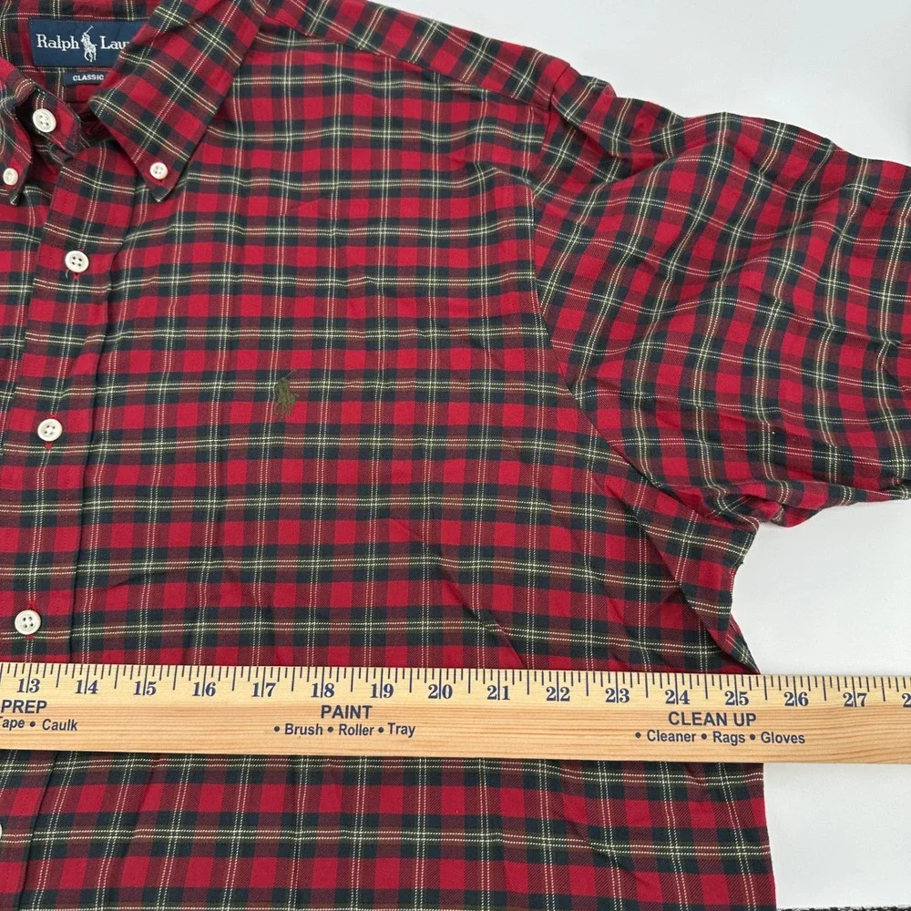Ralph Lauren Classic Fit Plaid Button Down Shirt Mens XL Red Black Green Pony - Picture 3 of 6